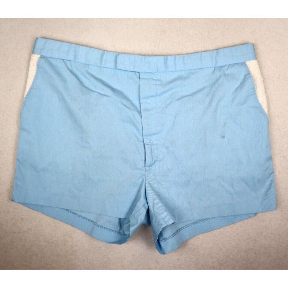 VINTAGE 70s MEN'S LIGHT BLUE SHORTS - KING'S ROAD- SIZE 42 - 3" inseam